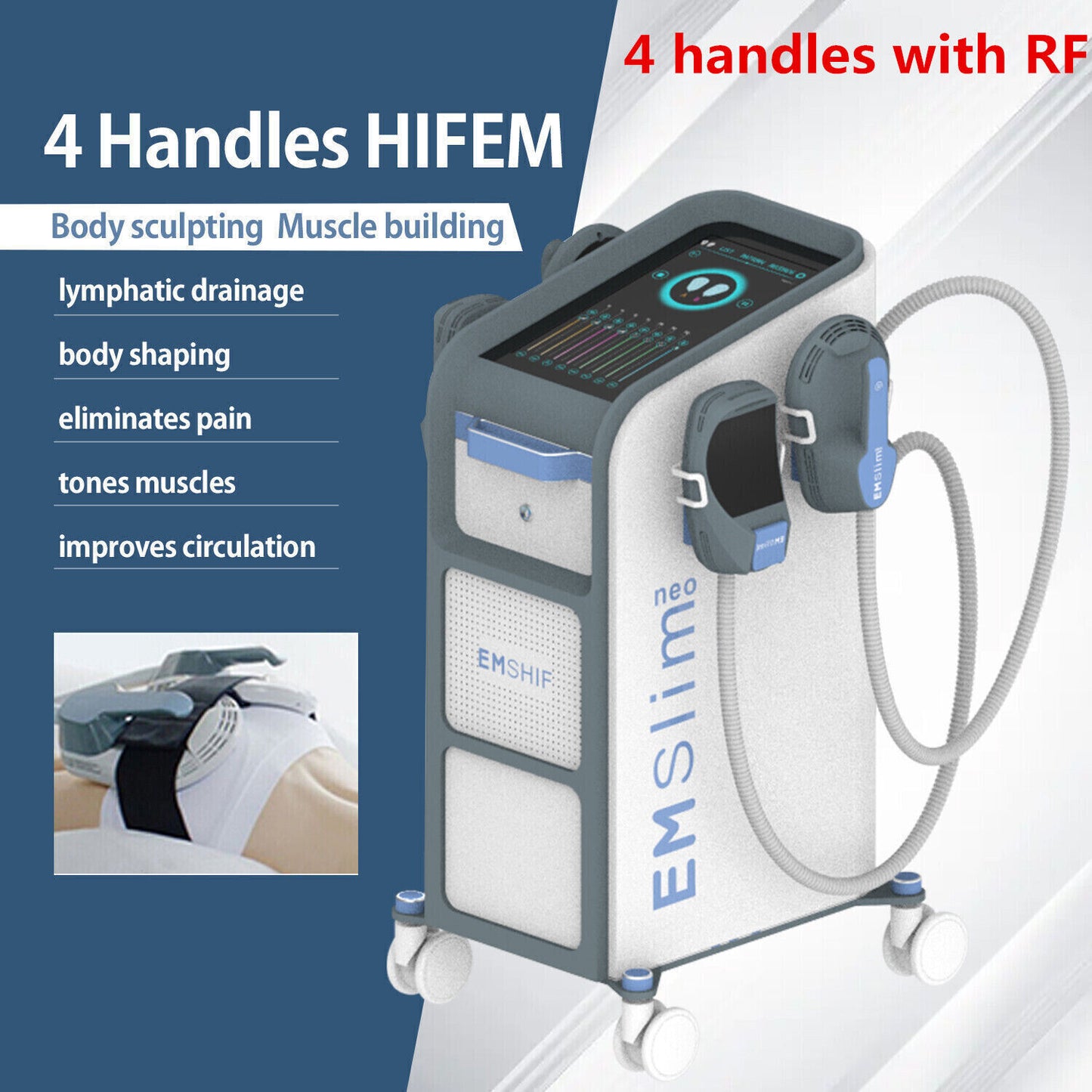 2/4 Handles RF Body Slimming Sculpting Muscle Building Fat Loss Machine