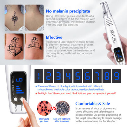 Picosecond Laser Pen Blue Light Scar Spot Freckle Mole Tattoo Pigment Removal